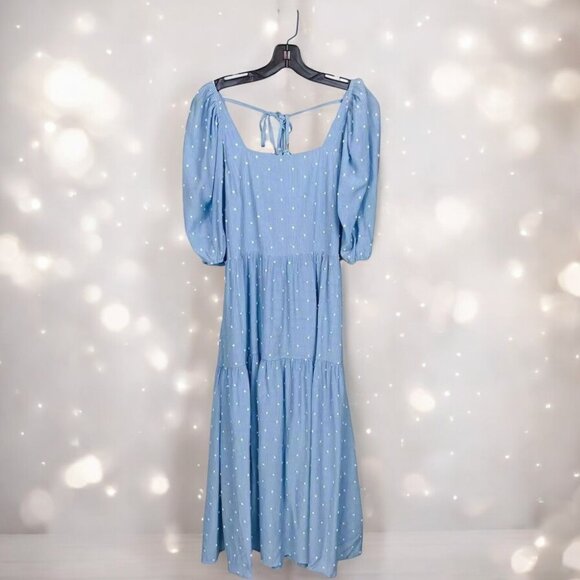 Moon River Dresses & Skirts - NWT MOON RIVER Clip Dot Midi Tiered Dress